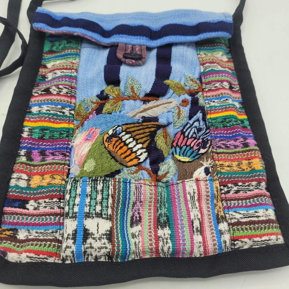 Multicolor‎ Embroidered Boho Aztec Patchwork Tribal Sling Messenger Bag